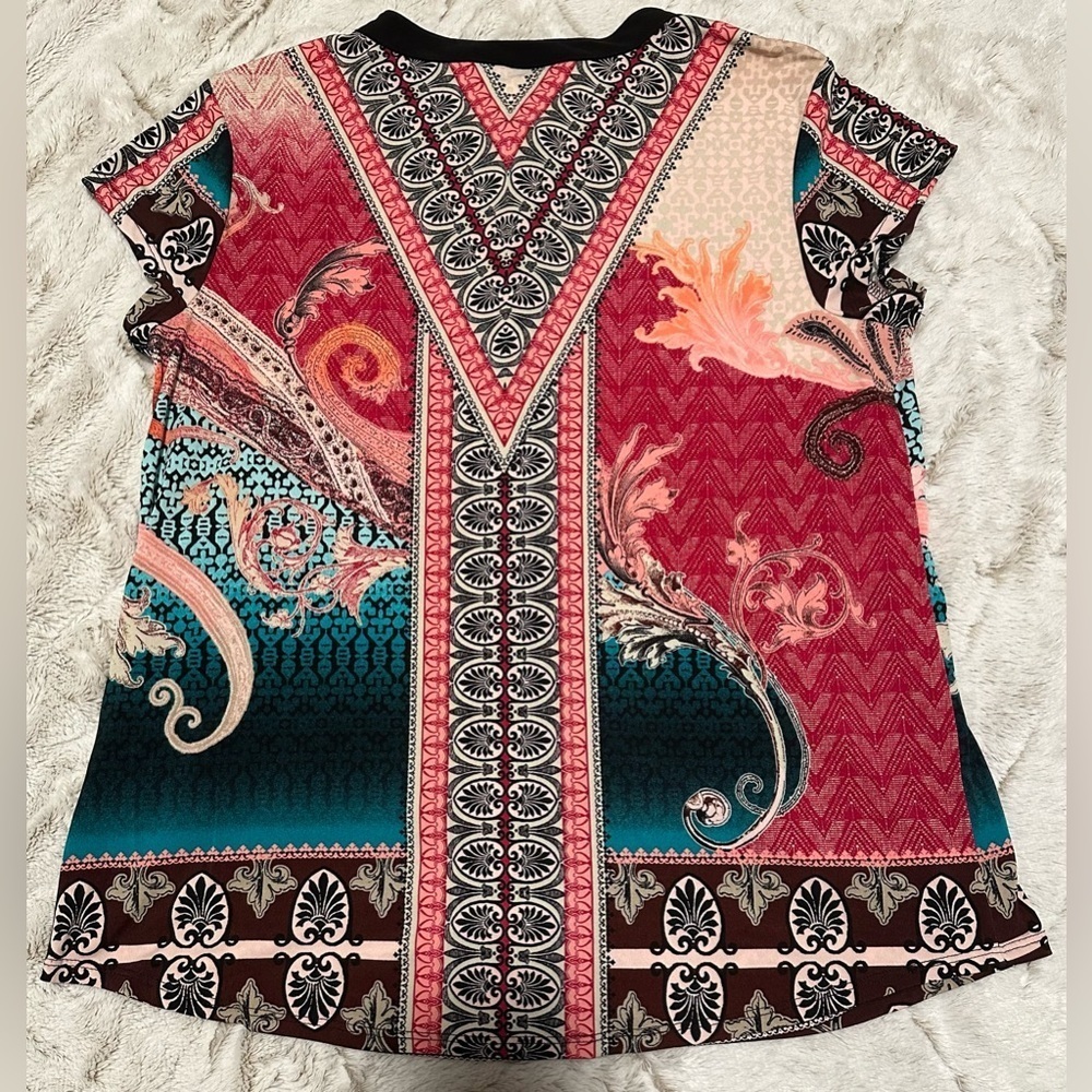 Dana Buchman Bohemian Jacquard Mandarin Collar Blouse - Picture 9 of 9
